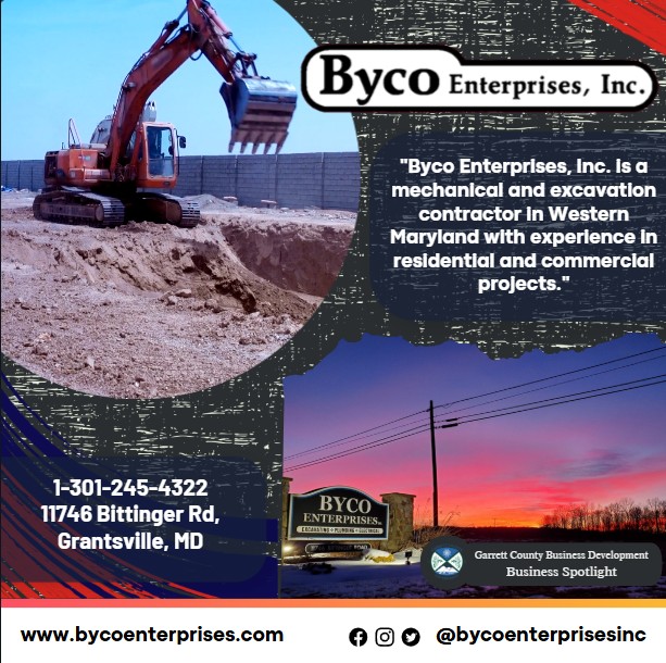 Todays Business Spotlight 📣 is on Byco Enterprises, Inc.
Visit them at www.bycoenterprises.com or Byco Enterprises, Inc
Follow us to see more daily Garrett County Business Spotlights!
If you are interested in having your business featured contact Connor Norman at cnorman@garrettcountymd.gov. #businessdevelopment #garrettcountymd