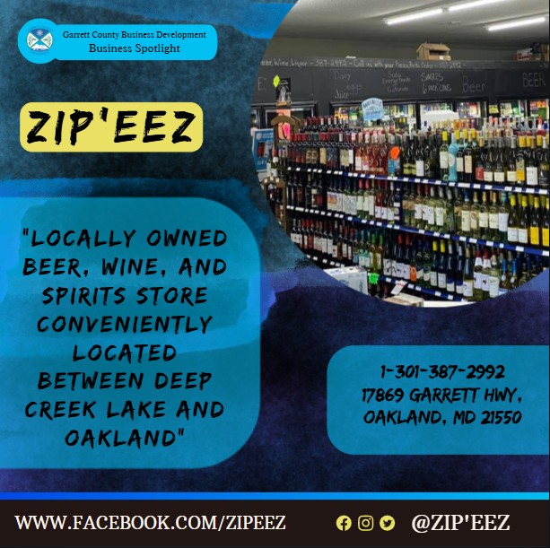 Todays Business Spotlight 🍺 is on ZIP'EEZ!
Visit them at WWW.FACEBOOK.COM/ZIP'EEZ or Zip’eez
Follow us to see more daily Garrett County Business Spotlights!
If you are interested in having your business featured contact Connor Norman at cnorman@garrettcountymd.gov. #businessdevelopment #garrettcountymd