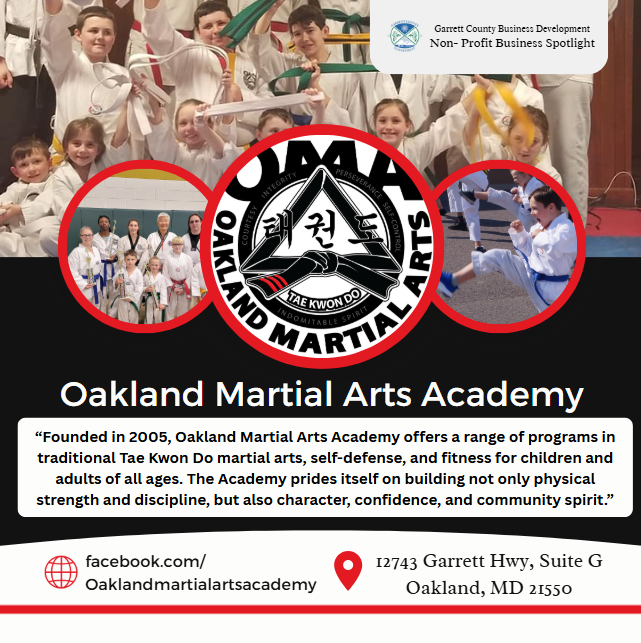 Todays Non-Profit Business Spotlight 📣 is on Oakland Martial Arts Academy (OMA)!
Visit them at Oakland Martial Arts Academy   
Follow us to see more daily Garrett County Business Spotlights!
If you are interested in having your business featured contact Connor Norman at cnorman@garrettcountymd.gov. #businessdevelopment #garrettcountymd 