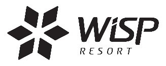 Wisp Resort logo: Snowflake and the words "Wisp Resort" - all in the color black