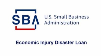 SBA - U.S. Small Business Development Center Economic Injury Disaster Loan (colors: red and blue)