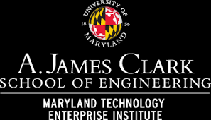 University of Maryland A. James Clark School of Engineering; Maryland Technology Enterprise Institute - white text on a black background