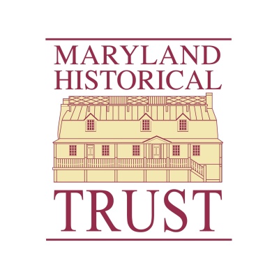 Maryland Historic Trust logo: red text on a white background with a yellow building outlined in red between the words Maryland Historical and Trust