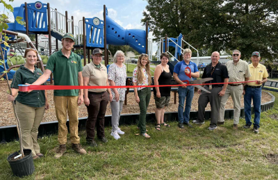L-R: Urban Forest Coordinator Katherine Phillips, Tree Planting Specialist Ted Hoxie, Forestry Officer Melissa Nash, Business Development Manager Kim Durst, Garrett County Senior Planner Sierra Wigfield, Deer Park Council Woman Diamon Ervin, Deer Park Mayor Donald Dawson, Commissioner Paul Edwards, County Administrator Kevin Null, Commissioner Larry Tichinel