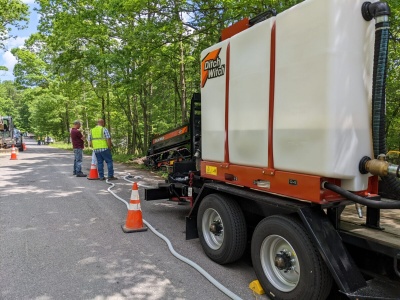 The Garrett County Department of Public Utilities uses a directional boring machine to help install fiber cables (Courtesy Cheryl DeBerry)