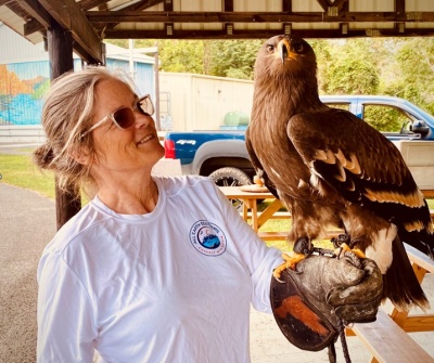 All Earth Eco Tours - Carol McMahon and a bird of prey