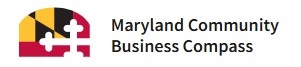 Maryland Community Business Compass logo with a rendering of part of the MD State Flag