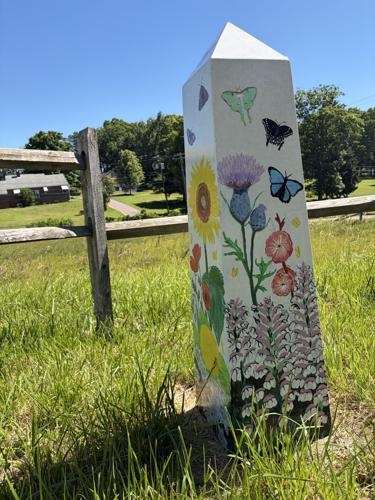 Photo: Butterflies and flowers by artist Jay Condon - Public Art Milestone Marker, Grantsville, MD